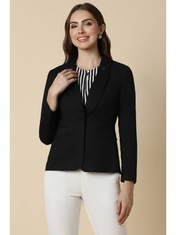 Allen Solly - Women Blended Fabric Printed Regular Fit Black Blazer