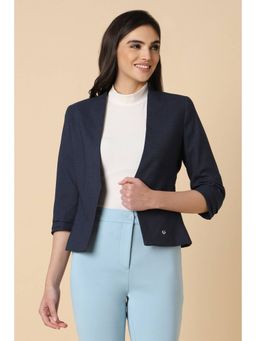 Allen Solly - Women Blended Fabric Solid Regular Fit Navy Blue Blazer