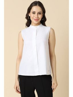 Allen Solly - Women Cotton Solid Regular Fit White Top