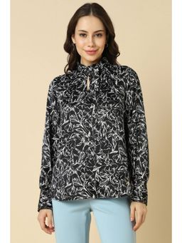Allen Solly - Women Polyester Printed Regular Fit Black Top