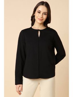 Allen Solly - Women Blended Fabric Solid Regular Fit Black Top