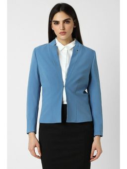 Van Heusen - Women Polyester Solid Regular Fit Blue Blazer