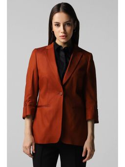 Van Heusen - Women Cotton Solid Regular Fit Red Blazer