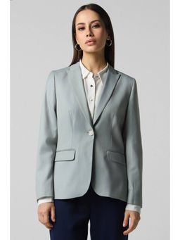 Van Heusen - Women Blended Fabric Solid Regular Fit Grey Blazer