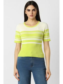 Van Heusen - Women Blended Fabric Stripes Regular Fit Green Top