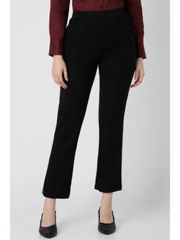 Van Heusen - Women Blended Fabric Solid Regular Fit Black Trouser