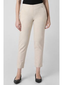 Van Heusen - Women Blended Fabric Solid Regular Fit Beige Trouser
