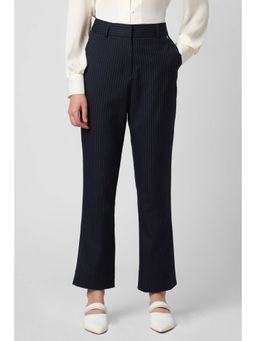 Van Heusen - Women Blended Fabric Stripes Regular Fit Navy Blue Trouser