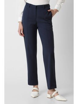 Van Heusen - Women Blended Fabric Solid Regular Fit Navy Blue Trouser