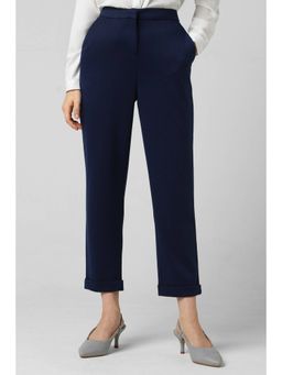 Van Heusen - Women Blended Fabric Solid Regular Fit Navy Blue Trouser