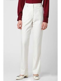 Van Heusen - Women Blended Fabric Stripes Regular Fit White Trouser