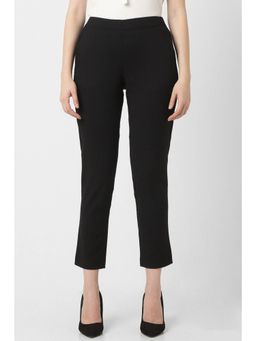 Van Heusen - Women Blended Fabric Textured Regular Fit Black Trouser