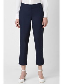 Van Heusen - Women Blended Fabric Solid Regular Fit Navy Blue Trouser