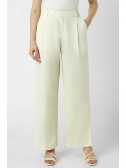 Van Heusen - Women Blended Fabric Solid Regular Fit Cream Trouser