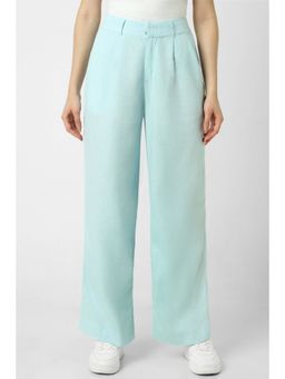 Van Heusen - Women Blended Fabric Solid Regular Fit Blue Trouser