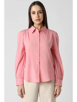 Van Heusen - Women Blended Fabric Solid Regular Fit Pink Shirt