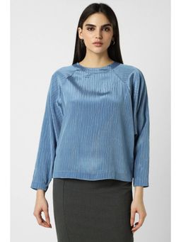 Van Heusen - Women Polyester Printed Regular Fit Blue Top