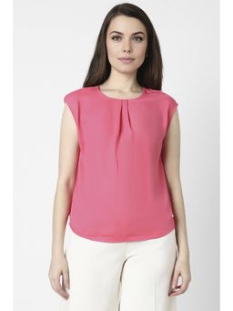 Van Heusen - Women Polyester Solid Regular Fit Pink Top