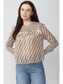 Van Heusen - Women Polyester Printed Regular Fit Brown Top