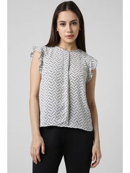 Van Heusen - Women Polyester Printed Regular Fit White Top
