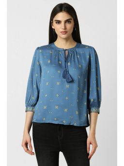 Van Heusen - Women Modal Printed Regular Fit Blue Top