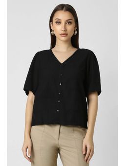 Van Heusen - Women Polyester Solid Regular Fit Black Top