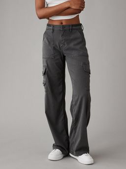 American Eagle - Women Blended Fabric Solid Regular Fit Grey Trouser