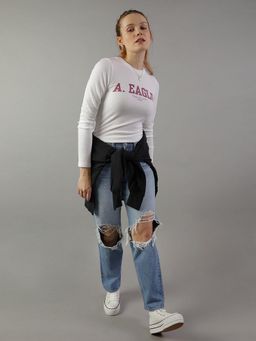 American Eagle - Women Blended Fabric Solid Regular Fit White Top