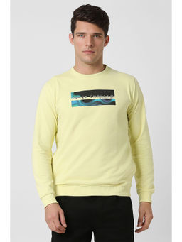 Peter England - Men's Yellow Graphic Print Sweatshirt