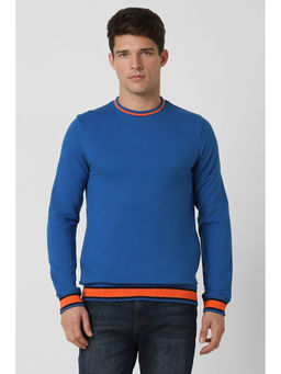 Peter England - Men's Blue Solid Sweatshirt