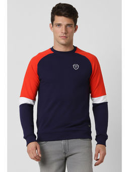 Peter England - Men's Navy Blue Patterned Sweatshirt