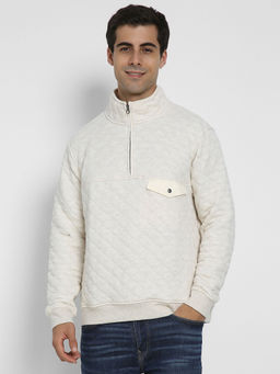 American Eagle - Men's White Quilted Quarter Zip Sweatshirt