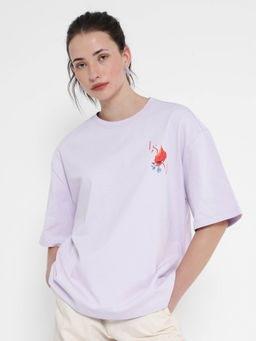 RAREISM - Women Arlene Graphic Printed Lavender T-Shirt