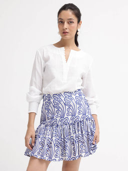 RAREISM - Women Asami Embroidered White Mini Skirt