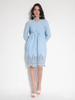 RAREISM - Women Bandalina Embroidered Blue Knee Length Dress