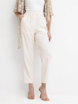 RAREISM - Women Chant Solid Beige Trouser