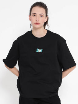RAREISM - Women Earl Graphic Printed Black T-Shirt