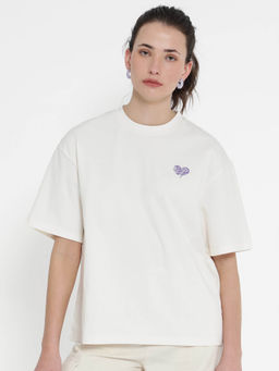 RAREISM - Women Enrique Graphic Printed Off White T-Shirt