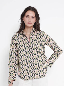 RAREISM - Women Kuvin Geometric Printed Multi-Color Shirt