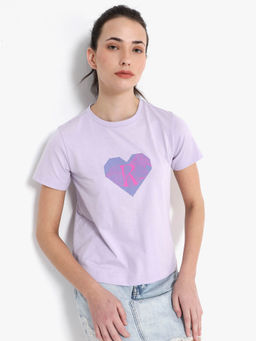 RAREISM - Women Lee Graphic Printed Lavender T-Shirt