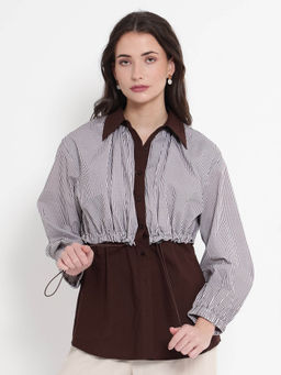 RAREISM - Women Masher Stripes Brown Top
