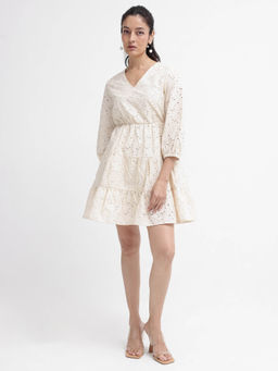 RAREISM - Women Mosilo Embroidered Off White Mini Dress
