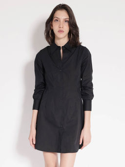 RAREISM - Women Sakal Solid Black Mini Dress