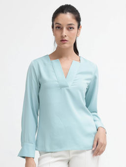 RAREISM - Women Shami Solid Blue Top