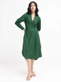 RAREISM - Women Shikamaru Solid Green Midi Dress