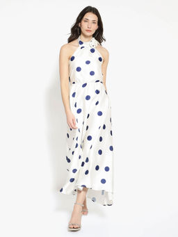 RAREISM - Women Sydrow Polka Dots White Maxi Dress