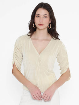RAREISM - Women Tangiren Solid Beige Top