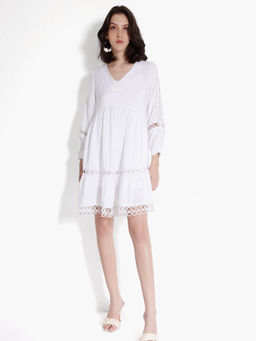 RAREISM - Women Wimbledon Solid White Mini Dress