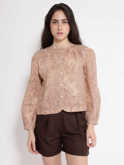 RAREISM - Women Jaylone Printed Beige Top