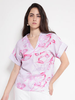 RAREISM - Women Kyor Floral Printed Lavender Top